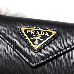 PRADA Tri-fold Wallet 1MH021 Black Leather Compact