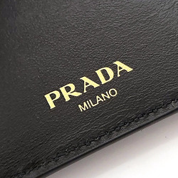 PRADA Tri-fold Wallet 1MH021 Black Leather Compact