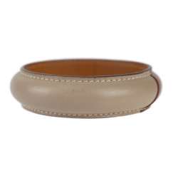 HERMES Hermes Leather Bangle Size S Brown Beige Bicolor □Q Engraved