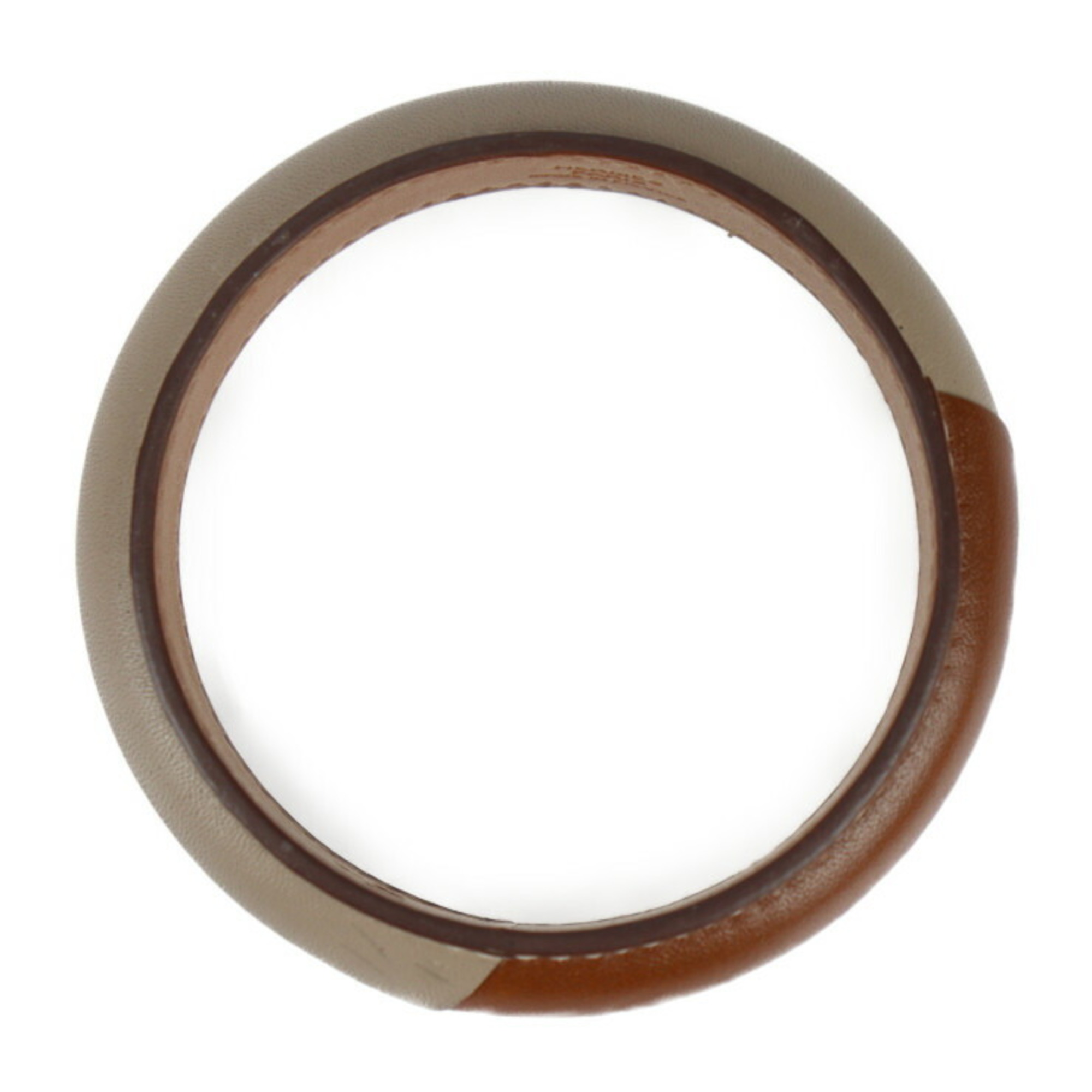 HERMES Hermes Leather Bangle Size S Brown Beige Bicolor □Q Engraved