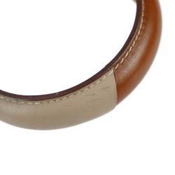 HERMES Hermes Leather Bangle Size S Brown Beige Bicolor □Q Engraved