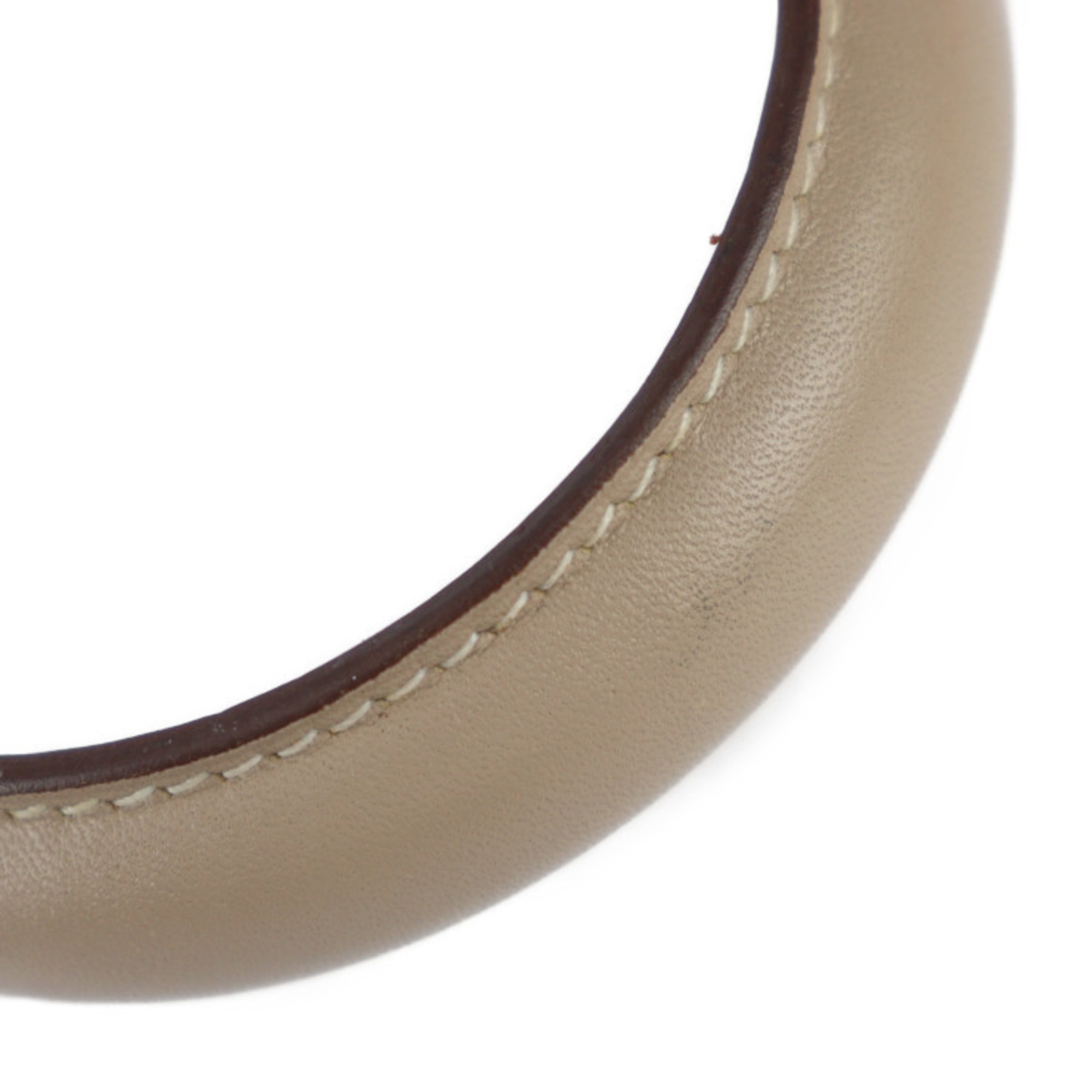 HERMES Hermes Leather Bangle Size S Brown Beige Bicolor □Q Engraved