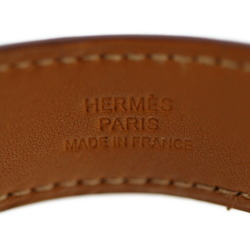 HERMES Hermes Leather Bangle Size S Brown Beige Bicolor □Q Engraved