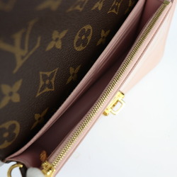 LOUIS VUITTON Louis Vuitton Portefeuille Cherrywood Shoulder Bag M63306 Patent Calf Leather x Monogram Canvas Rose Ballerine Brown Chain Wallet Clutch