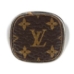 LOUIS VUITTON Louis Vuitton Berg MNG Padlock Ring M00516 Size L Metal Monogram Canvas Silver Brown