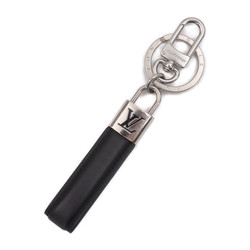 LOUIS VUITTON Louis Vuitton Dragonne LV Padlock Keychain M00745 Leather Metal Black Silver Keyring