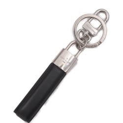 LOUIS VUITTON Louis Vuitton Dragonne LV Padlock Keychain M00745 Leather Metal Black Silver Keyring