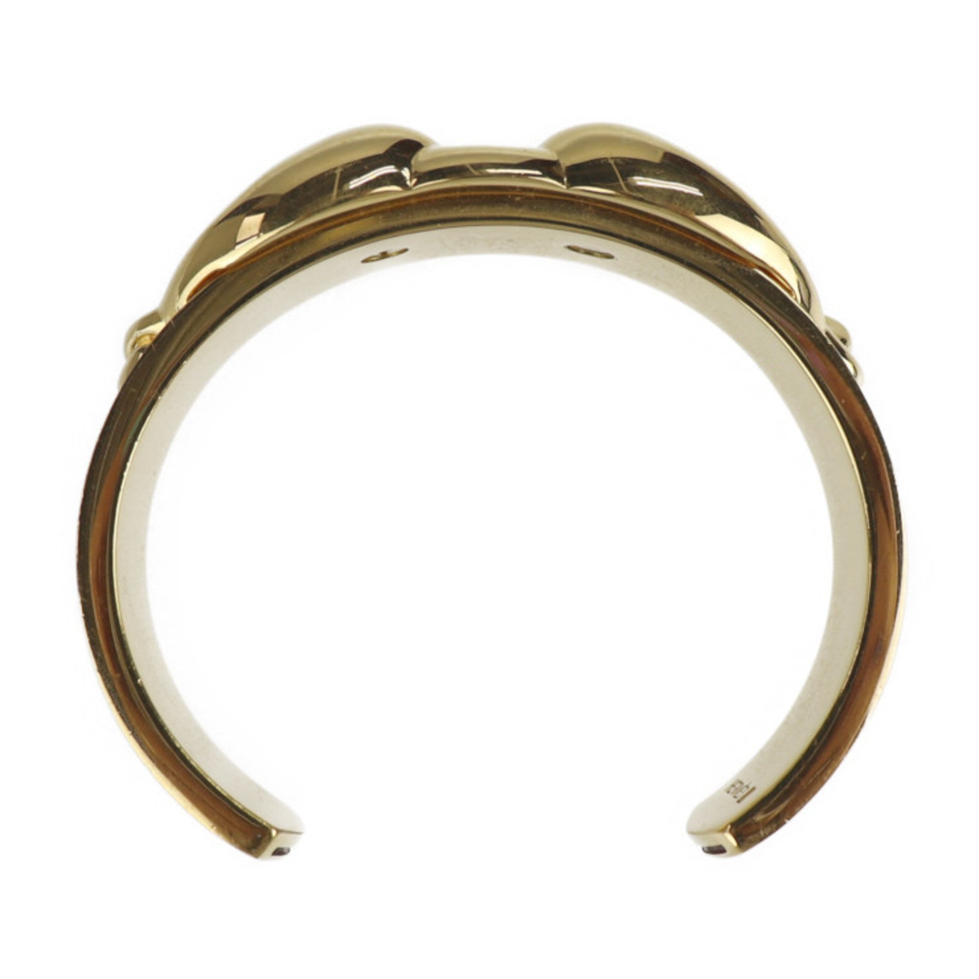 HERMES Hermes Bangle Leather Metal Red Gold Horsebit Bracelet