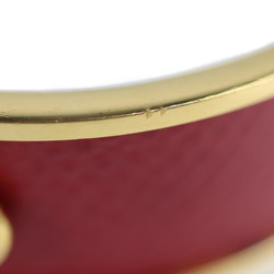 HERMES Hermes Bangle Leather Metal Red Gold Horsebit Bracelet