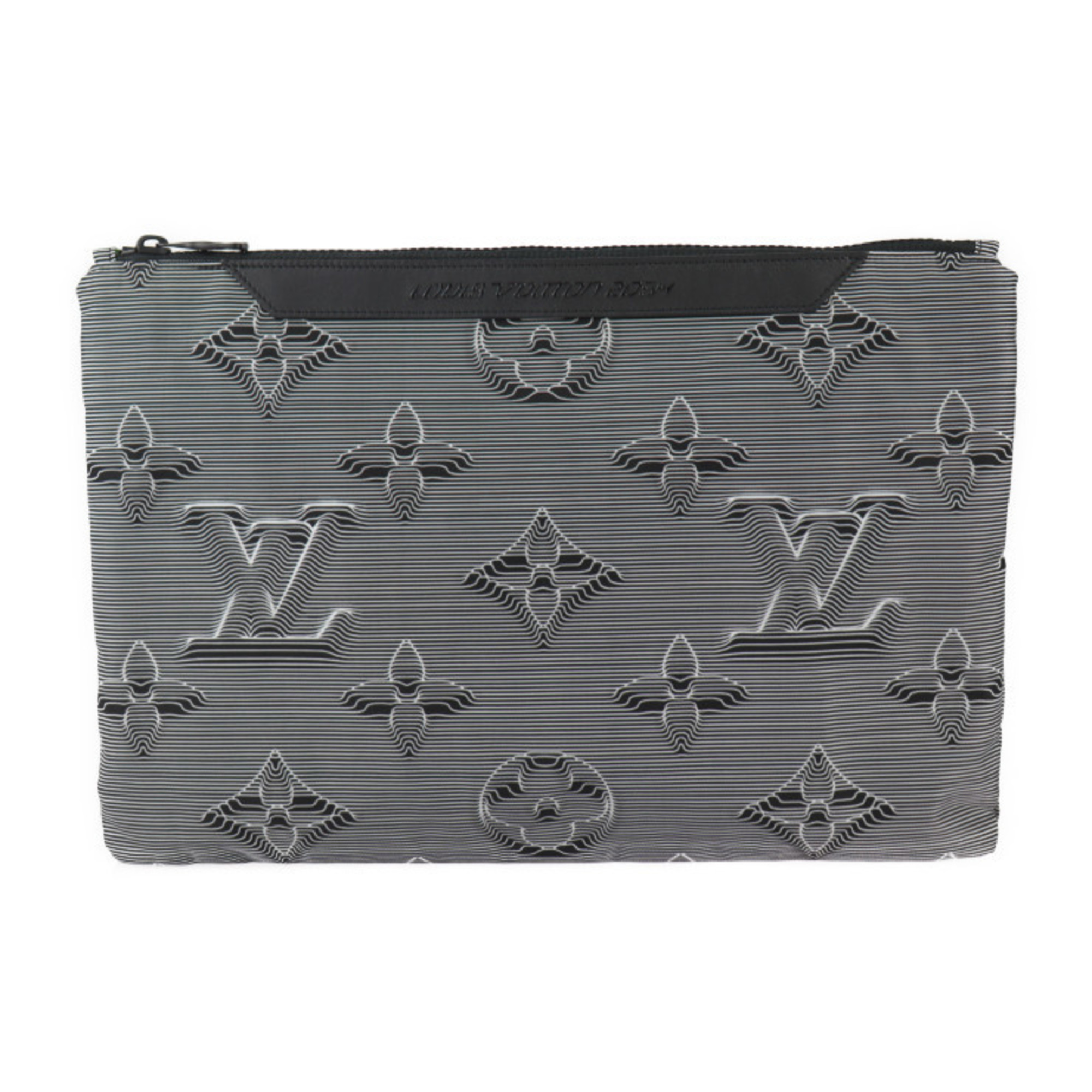 LOUIS VUITTON Louis Vuitton Reversible Pochette Virgil Abloh "Louis 2054" Second Bag M68777 Nylon Canvas x Leather Black White Multicolor Clutch Pouch Monogram Pattern