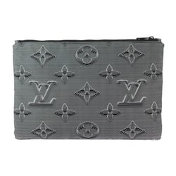 LOUIS VUITTON Louis Vuitton Reversible Pochette Virgil Abloh "Louis 2054" Second Bag M68777 Nylon Canvas x Leather Black White Multicolor Clutch Pouch Monogram Pattern