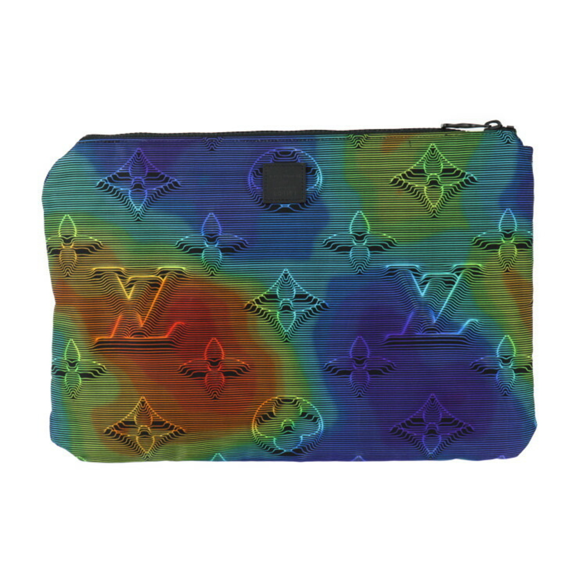 LOUIS VUITTON Louis Vuitton Reversible Pochette Virgil Abloh "Louis 2054" Second Bag M68777 Nylon Canvas x Leather Black White Multicolor Clutch Pouch Monogram Pattern