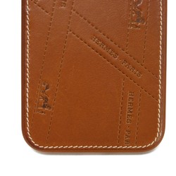 Hermes HERMES Smartphone Case iPhone 12/12Pro Ribbon Horse Barenia Fauve Brown Bolduc Vau Z Stamp Men's Women's