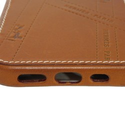 Hermes HERMES Smartphone Case iPhone 12/12Pro Ribbon Horse Barenia Fauve Brown Bolduc Vau Z Stamp Men's Women's