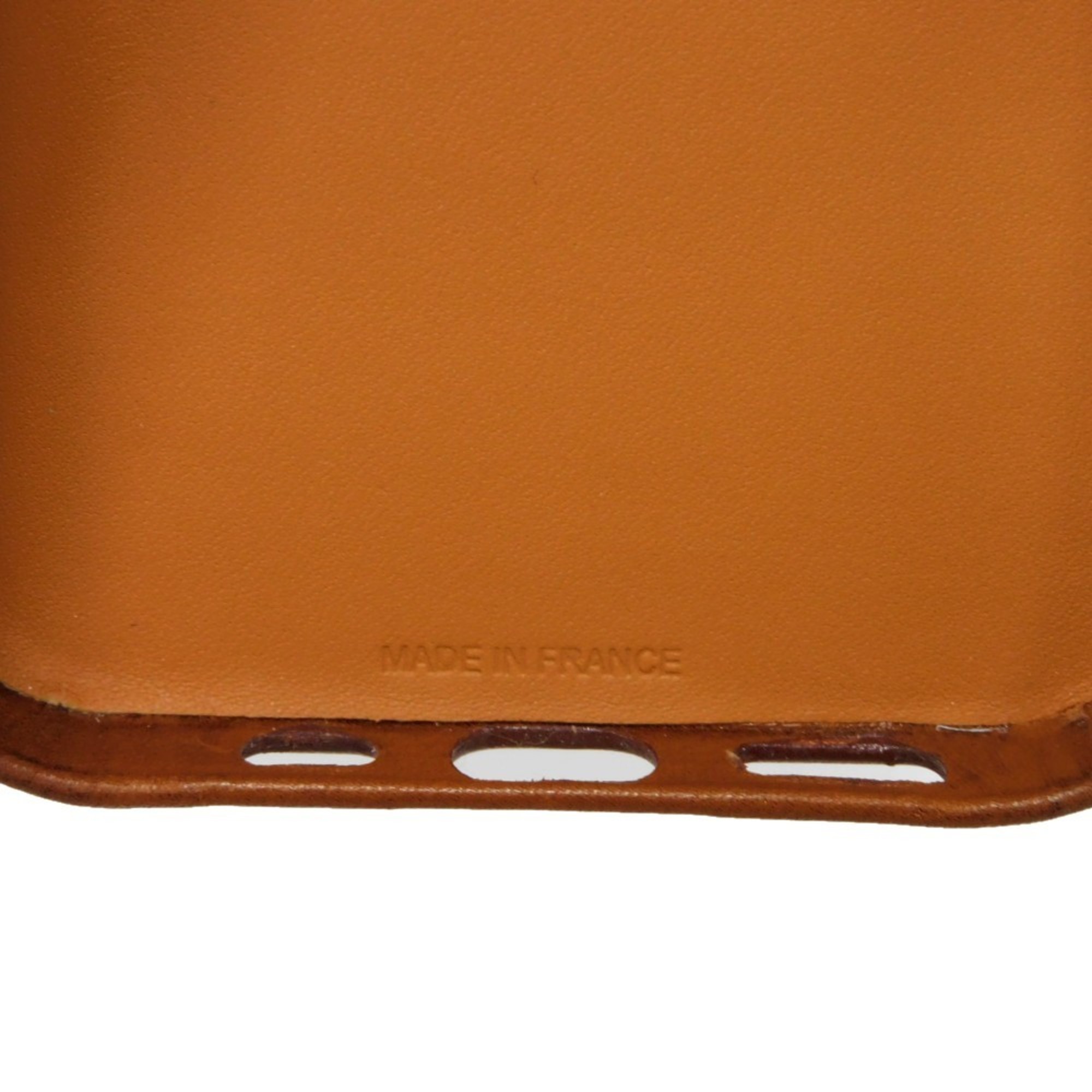 Hermes HERMES Smartphone Case iPhone 12/12Pro Ribbon Horse Barenia Fauve Brown Bolduc Vau Z Stamp Men's Women's