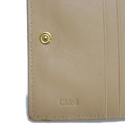 Chloé Chloe Bi-fold Wallet Vic Stripe Smooth Calf W Compact Light Brown CHC19SP066A88 Women's Billfold