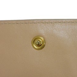 Chloé Chloe Bi-fold Wallet Vic Stripe Smooth Calf W Compact Light Brown CHC19SP066A88 Women's Billfold