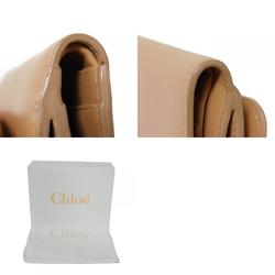 Chloé Chloe Bi-fold Wallet Vic Stripe Smooth Calf W Compact Light Brown CHC19SP066A88 Women's Billfold