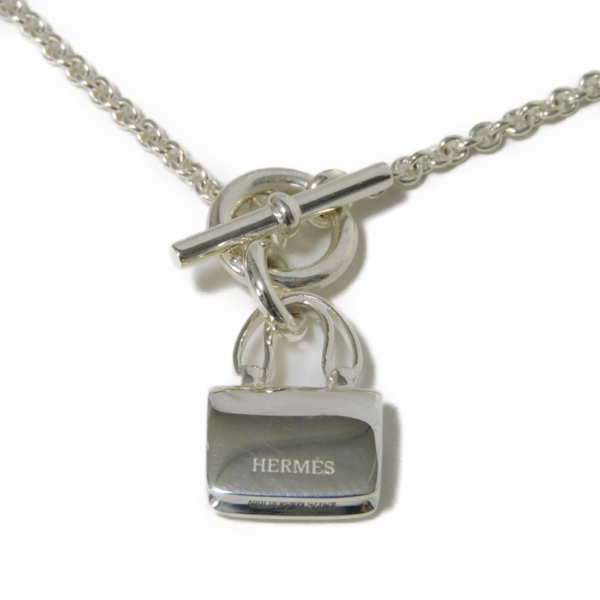 Hermes HERMES Necklace Amulet Constance Chain T-Bar Sterling Silver Pendant H Mark Ag925 Women's