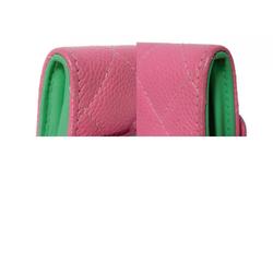 CHANEL Card Case CC Filigree Holder Caviar Skin Pink Pastel Blue Green Compact Wallet 27 Series Women's