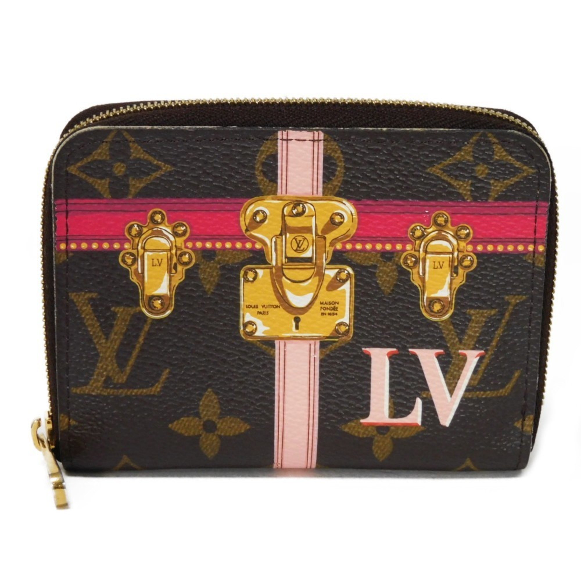 Louis Vuitton LOUIS VUITTON Coin Case Zippy Purse LV Trompe L'oeil Monogram Summer Trunk Pivoine M62617 Women's