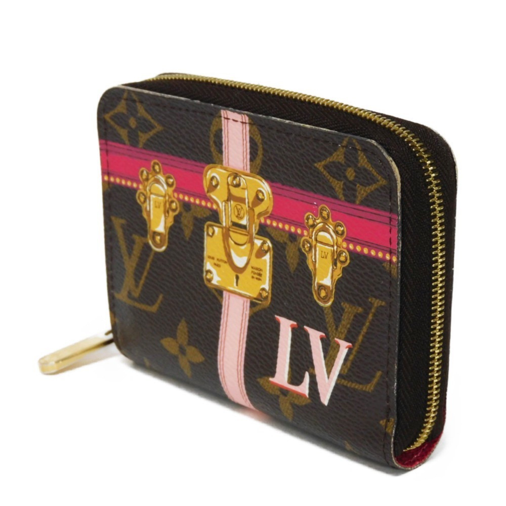 Louis Vuitton LOUIS VUITTON Coin Case Zippy Purse LV Trompe L'oeil Monogram Summer Trunk Pivoine M62617 Women's