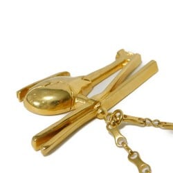 LOUIS VUITTON Necklace Helicopter Pendant Long Chain GP Plated Gold MP0329 Men's Women's