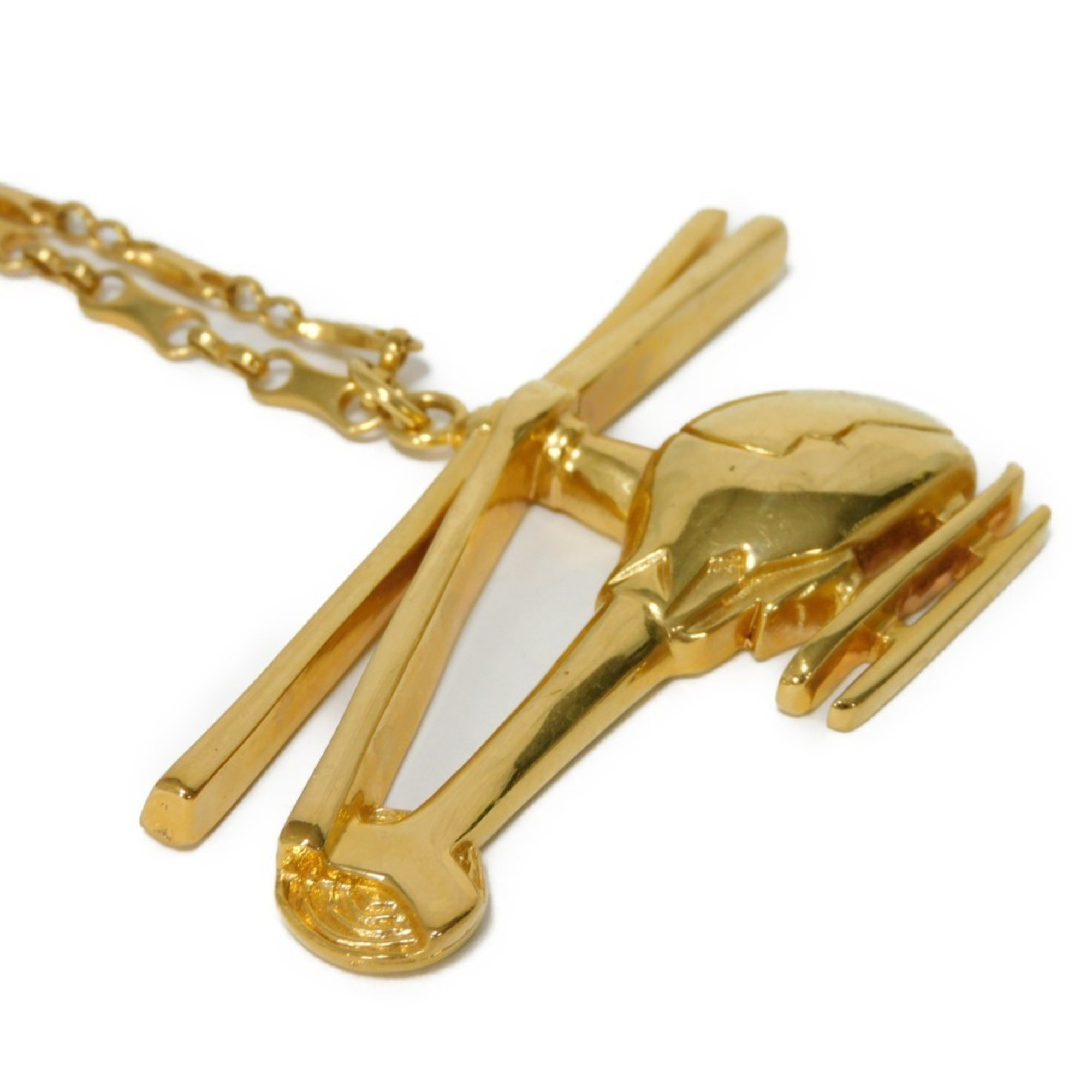 LOUIS VUITTON Necklace Helicopter Pendant Long Chain GP Plated Gold MP0329 Men's Women's