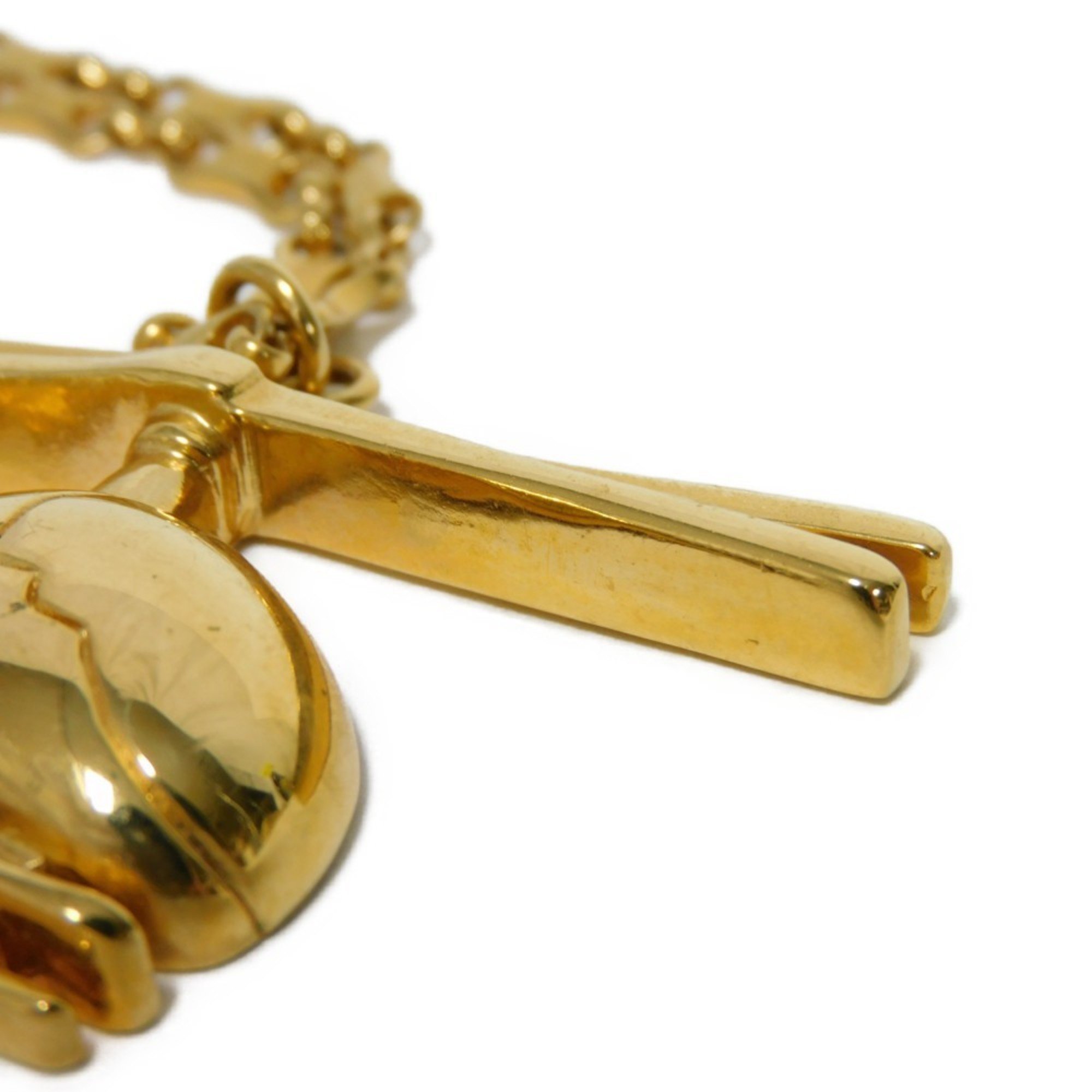 LOUIS VUITTON Necklace Helicopter Pendant Long Chain GP Plated Gold MP0329 Men's Women's