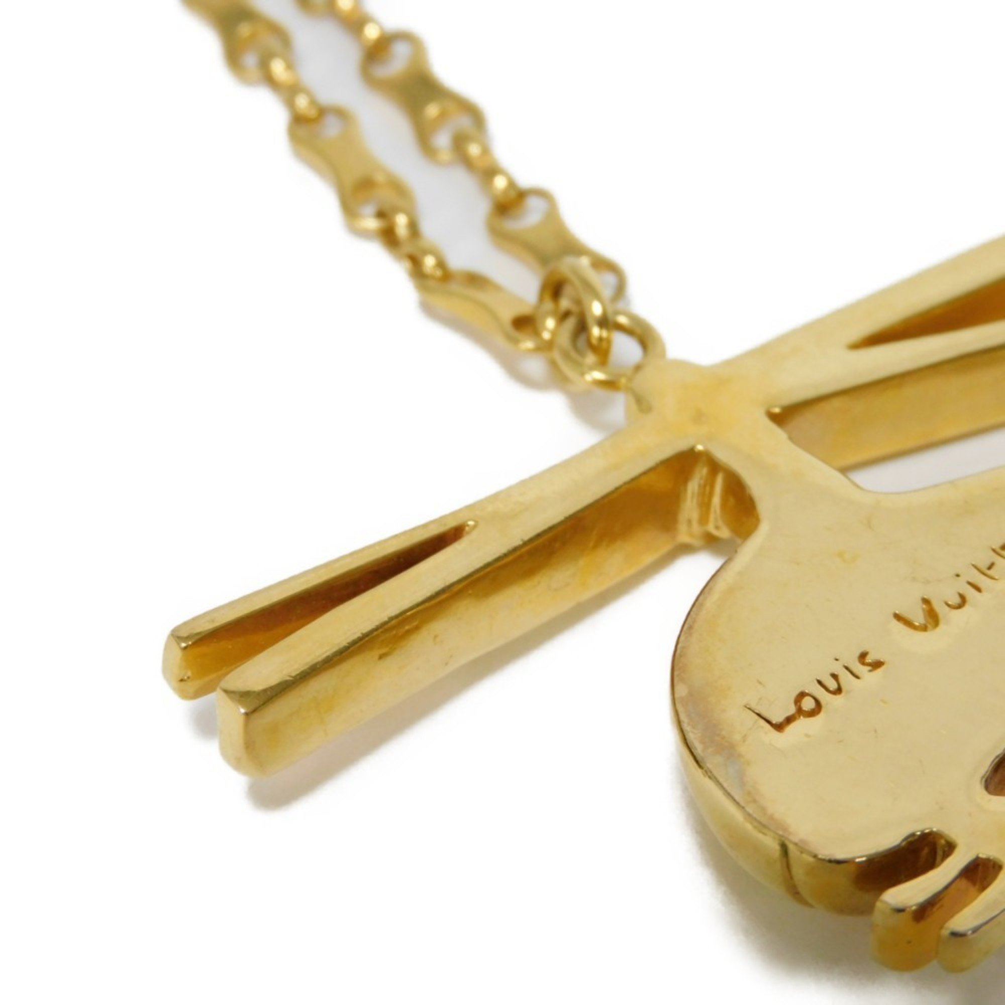 LOUIS VUITTON Necklace Helicopter Pendant Long Chain GP Plated Gold MP0329 Men's Women's