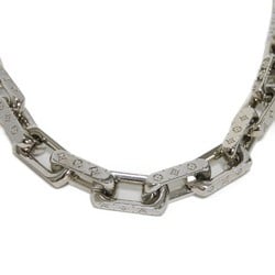 Louis Vuitton LOUIS VUITTON Necklace Collier Chain Monogram Flower Engraved Current LV Metal Silver M64196 Men's