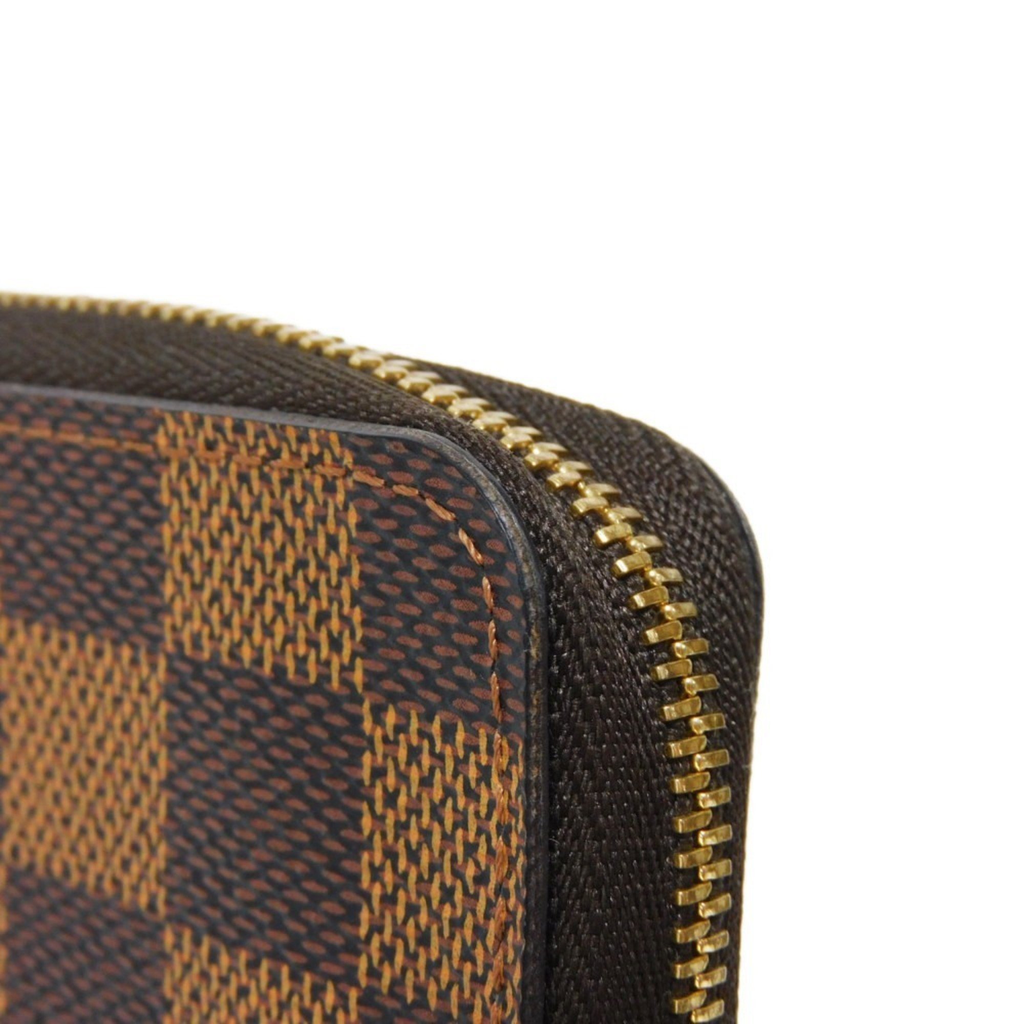 Louis Vuitton LOUIS VUITTON Coin Case Zippy Purse Round Wallet Brown Checkered Damier Ebene N63070 Men's Women's