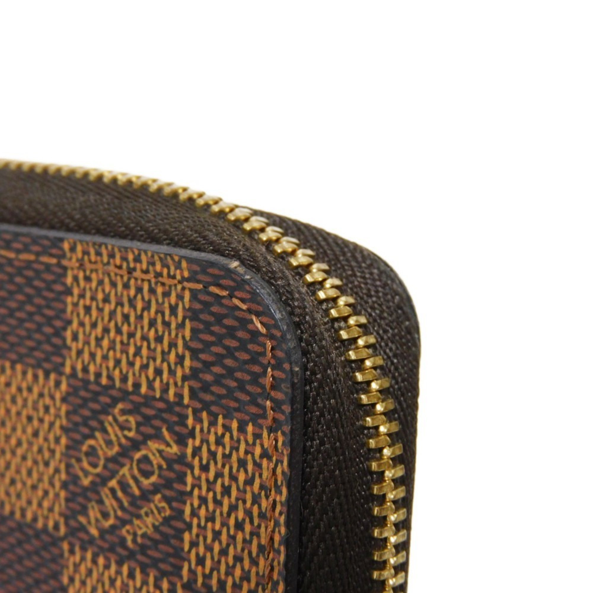 Louis Vuitton LOUIS VUITTON Coin Case Zippy Purse Round Wallet Brown Checkered Damier Ebene N63070 Men's Women's