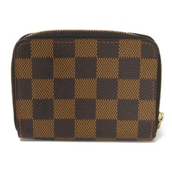 Louis Vuitton LOUIS VUITTON Coin Case Zippy Purse Round Wallet Brown Checkered Damier Ebene N63070 Men's Women's