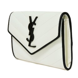 Yves Saint Laurent Saint Laurent Paris SAINT LAURENT PARIS Bi-fold wallet Monogram Small Envelope Wallet Quilted White Black YSL 414404 BOWC8 9070 Men's Women's Billfold