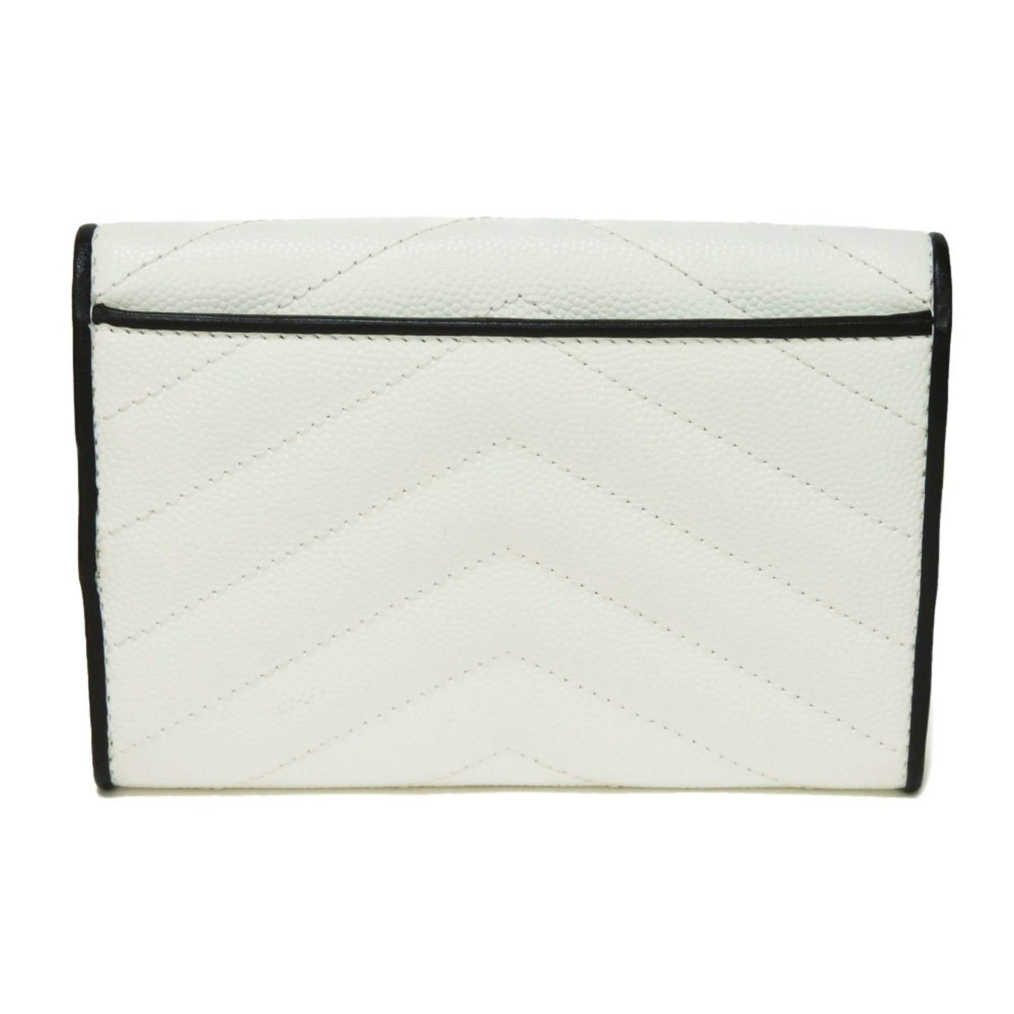 Yves Saint Laurent Saint Laurent Paris SAINT LAURENT PARIS Bi-fold wallet Monogram Small Envelope Wallet Quilted White Black YSL 414404 BOWC8 9070 Men's Women's Billfold