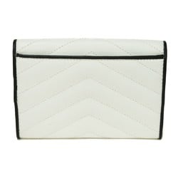 Yves Saint Laurent Saint Laurent Paris SAINT LAURENT PARIS Bi-fold wallet Monogram Small Envelope Wallet Quilted White Black YSL 414404 BOWC8 9070 Men's Women's Billfold