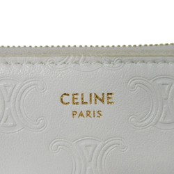 CELINE Coin Case Small Zip Wallet New Foil Stamping Compact Triomphe Embossed White 10B663BFU.01BC Men's Women's