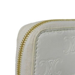 CELINE Coin Case Small Zip Wallet New Foil Stamping Compact Triomphe Embossed White 10B663BFU.01BC Men's Women's