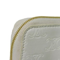 CELINE Coin Case Small Zip Wallet New Foil Stamping Compact Triomphe Embossed White 10B663BFU.01BC Men's Women's