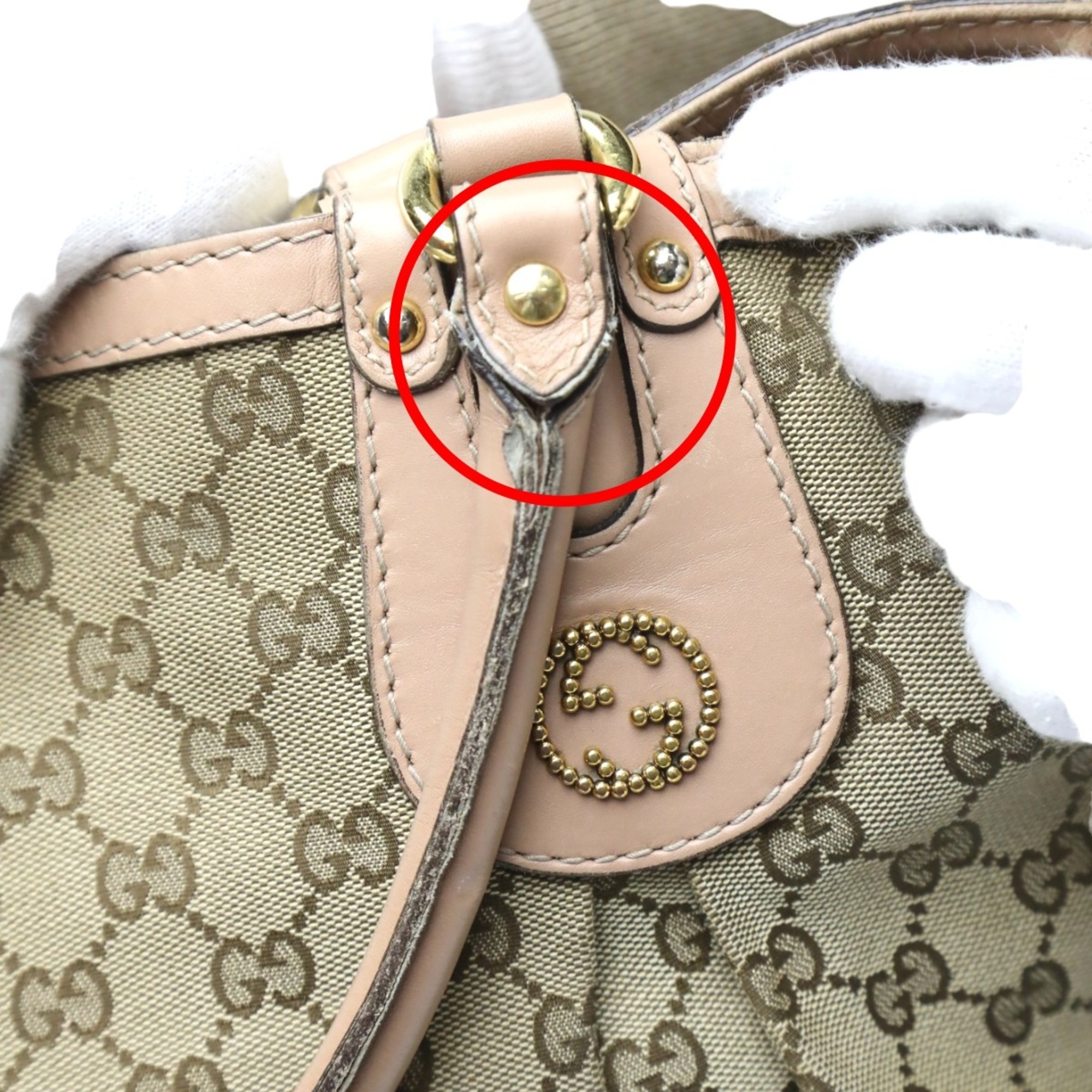 GUCCI Tote Bag Handbag GG Pattern Canvas 269951 Beige