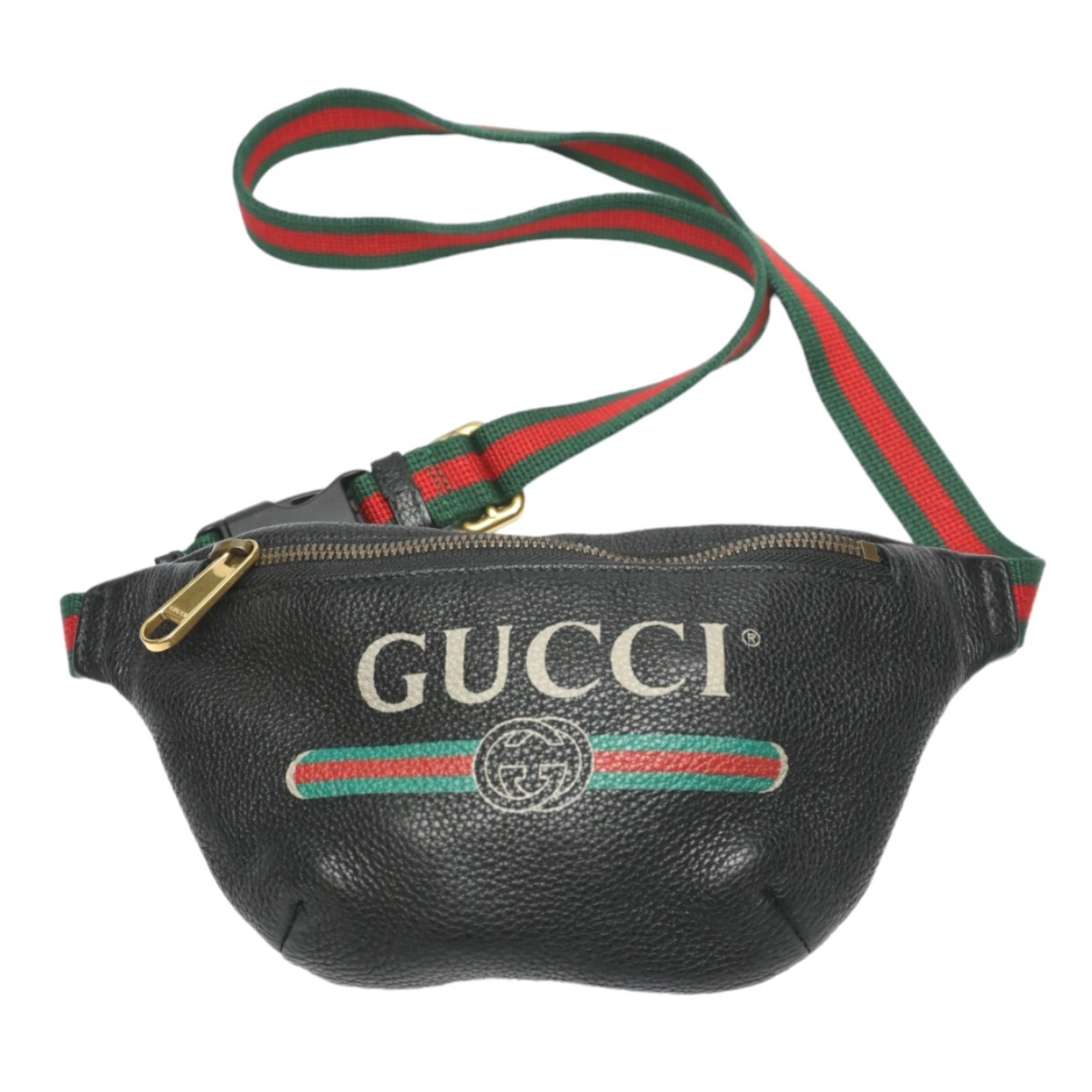 GUCCI Waist Bag Pouch Leather 527792 Black