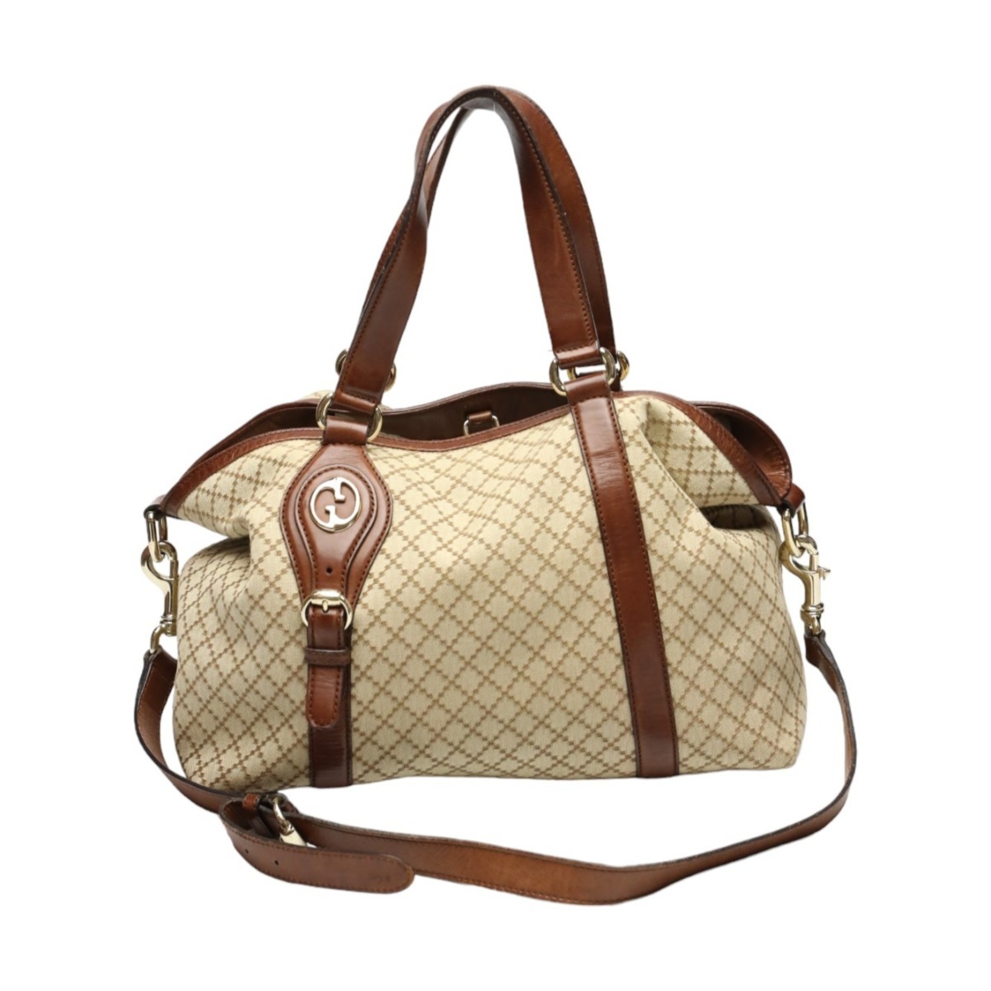 GUCCI Tote Bag Shoulder Diamante Canvas 282346 Brown