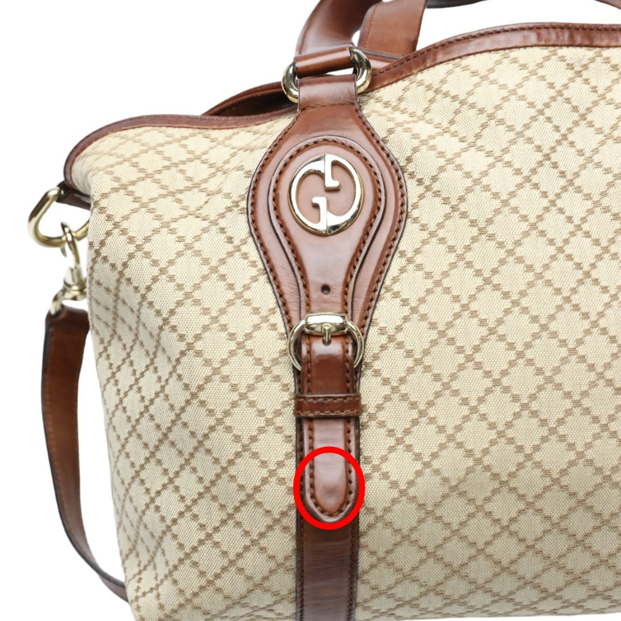 GUCCI Tote Bag Shoulder Diamante Canvas 282346 Brown