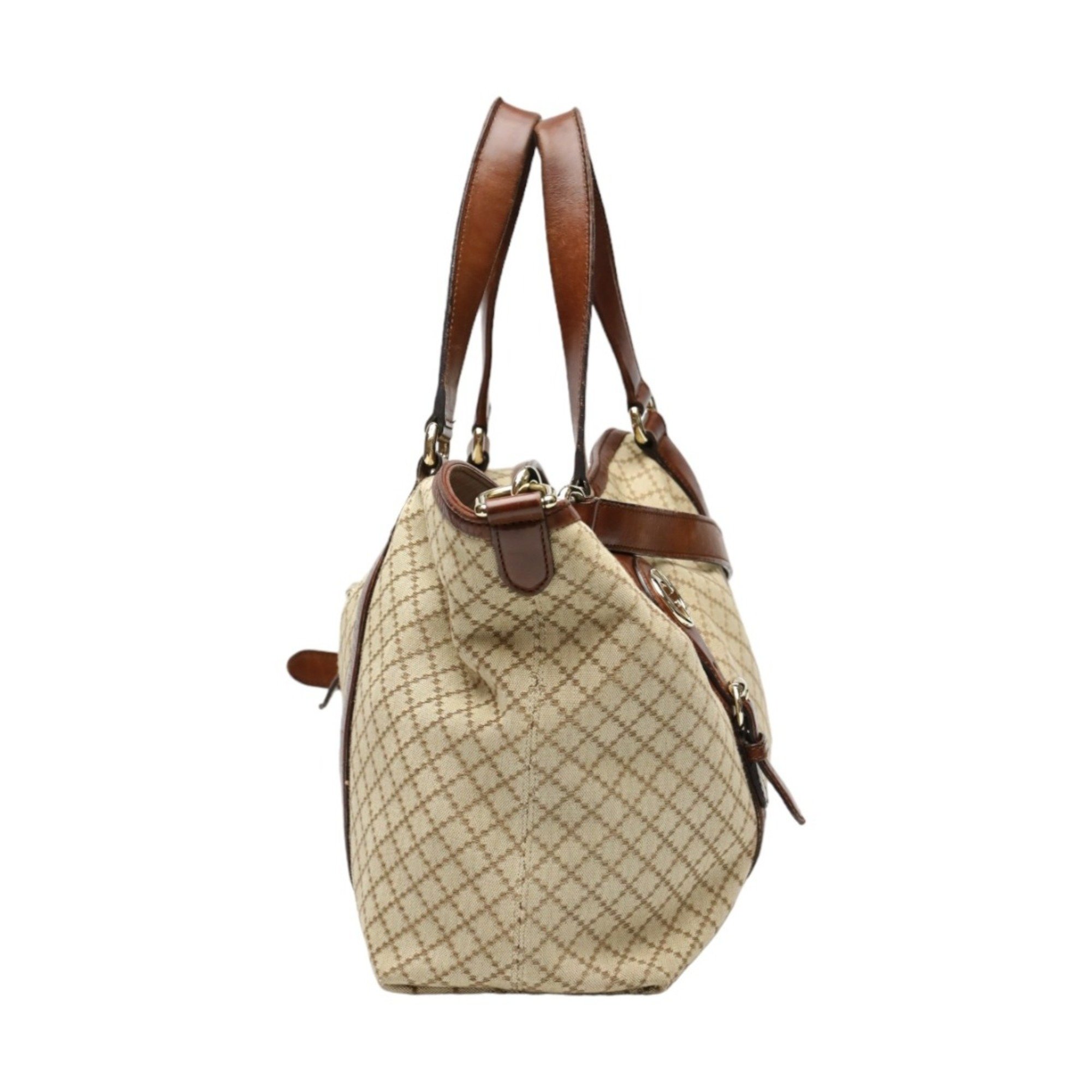 GUCCI Tote Bag Shoulder Diamante Canvas 282346 Brown