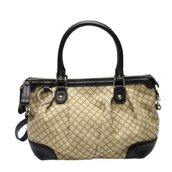 GUCCI Shoulder Bag Diamante Canvas 247902 Black x Beige