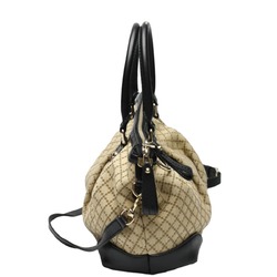 GUCCI Shoulder Bag Diamante Canvas 247902 Black x Beige