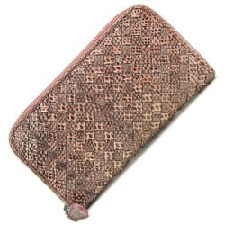 Bottega Veneta Round Wallet Intrecciato Pink Beige Ayers Long Exotic Leather Women's BOTTEGA VENETA