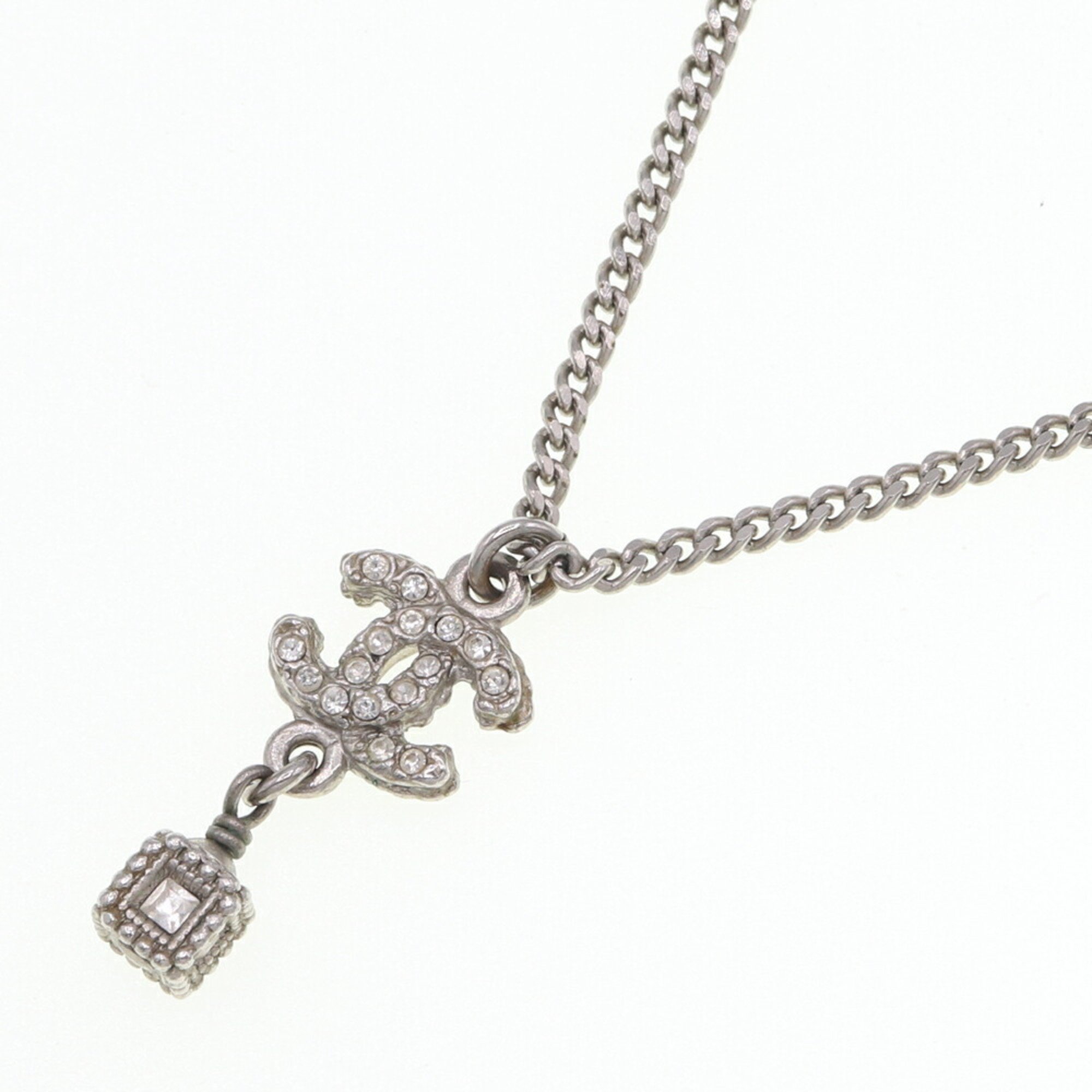 Chanel Necklace Coco Mark A60615 Silver Metal Rhinestone A13 2013 Model Pendant Choker Women's CHANEL