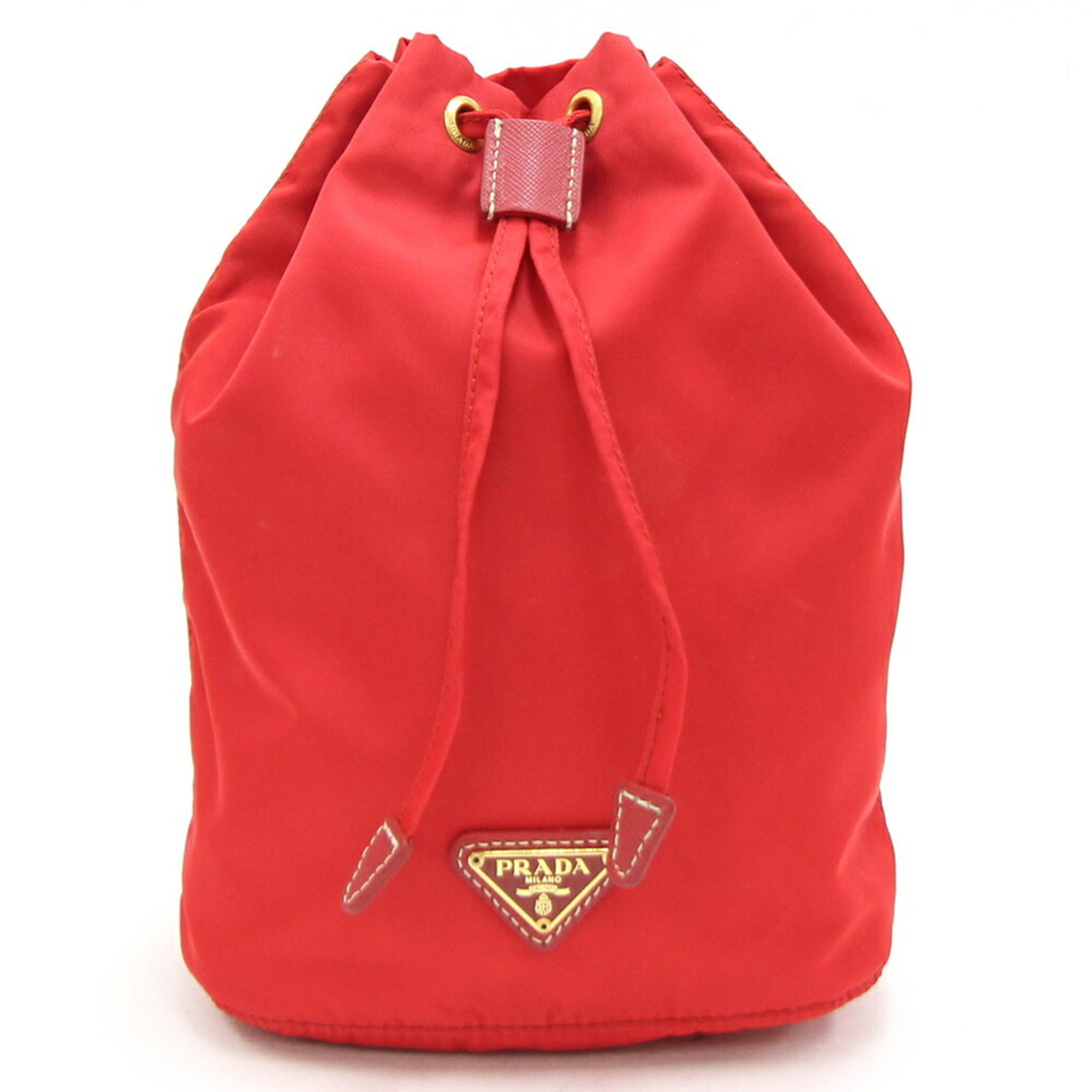 Prada Pouch 1NA369 Red Nylon Drawstring Men's Women's PRADA